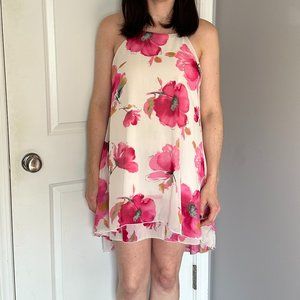 Peach Royal Strappy Floral Dress